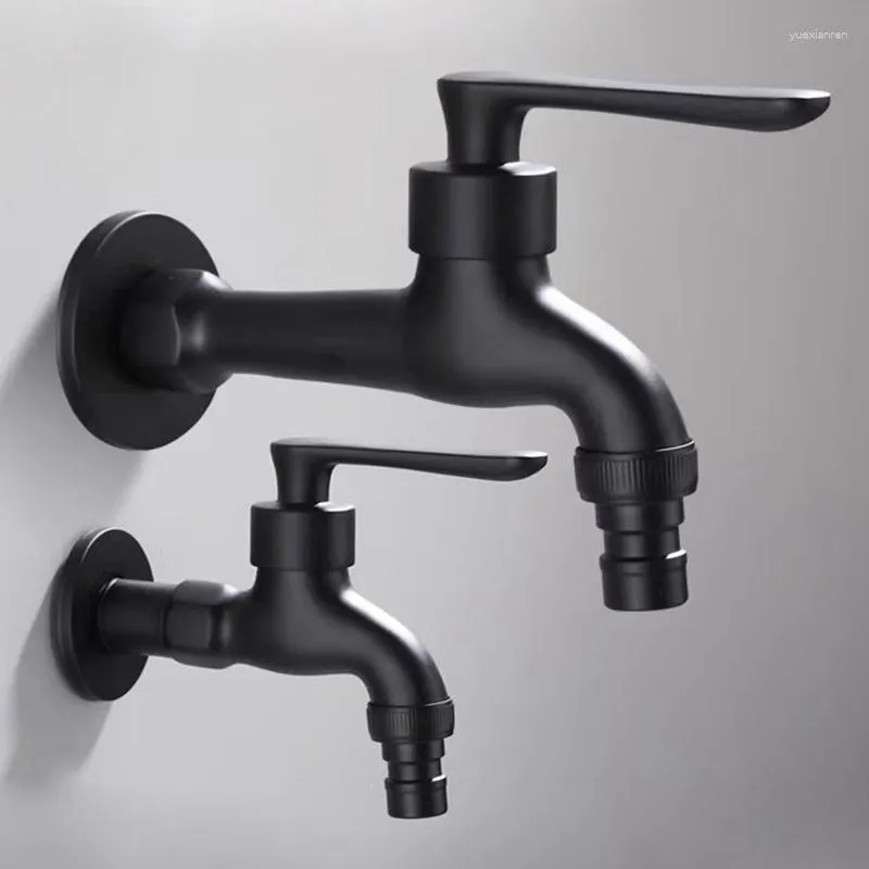 Bathroom Sink Faucets Q50 G1/2 Black Brass Garden Faucet Tap Washing Machine Mop Pool Bibcock Wall Mounted Single Cold