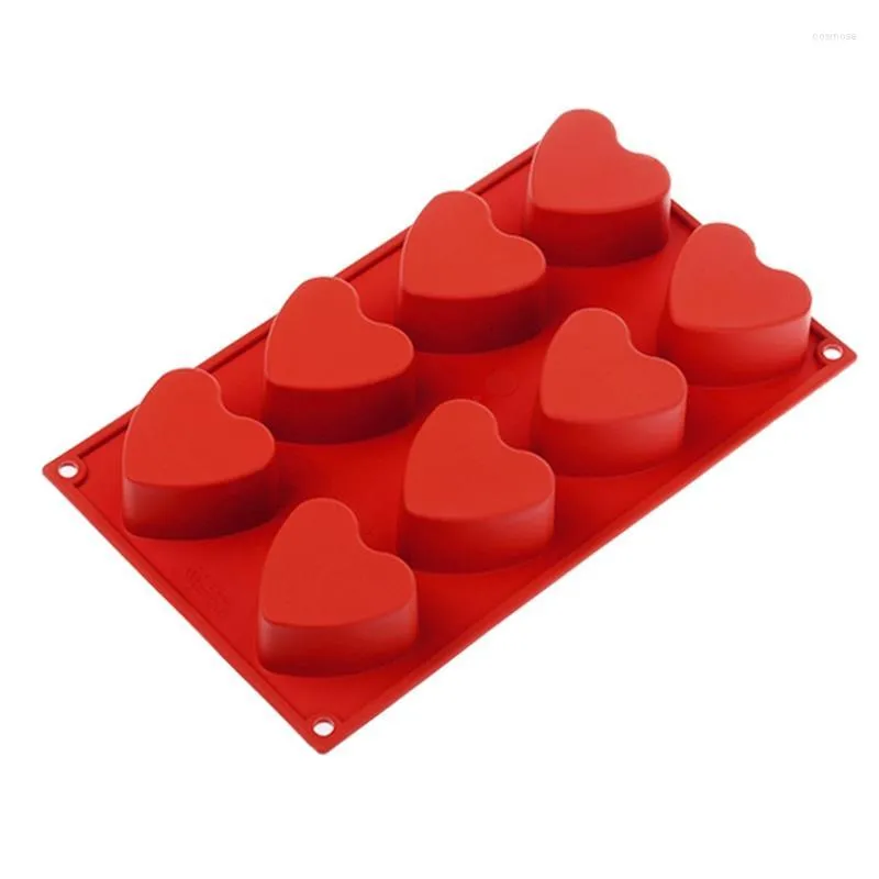 Bakformar 1pc hjärtform kaka mögel non stick 8 håligheter silikon diy chokladverktyg tillbehör