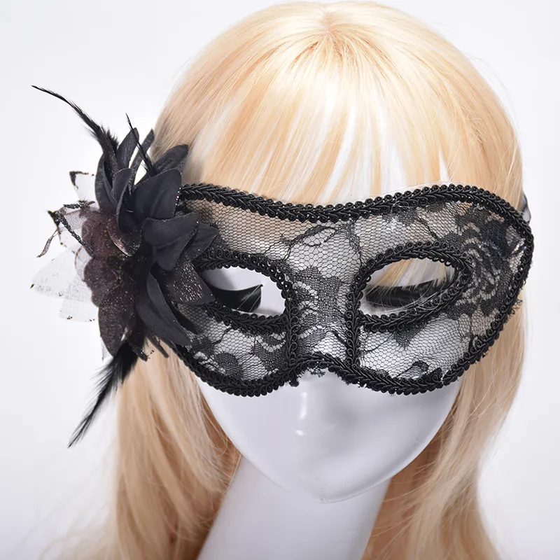 Woman Lace Princess Transparent Mask Side Flower Sexy Makeup Masquerade Birthday Wedding Single Party Decorate Cosplay Props