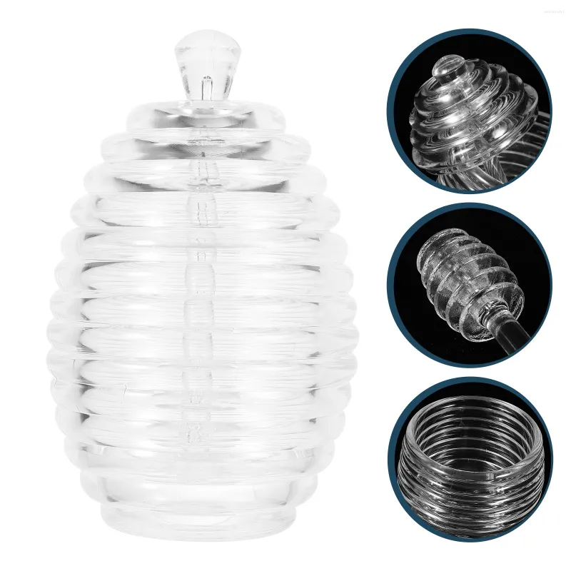 Set di stoviglie Beehive Honey Pot Contenitore Coperchio Stick Dispenser in plastica Contenitori per bottiglie Coperchi