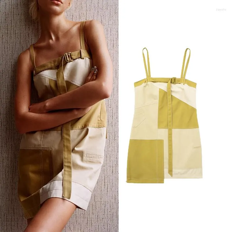 Casual Dresses Slip Dress Woman Patchwork Short Women Sleeveless Backless Summer för 2023 Party