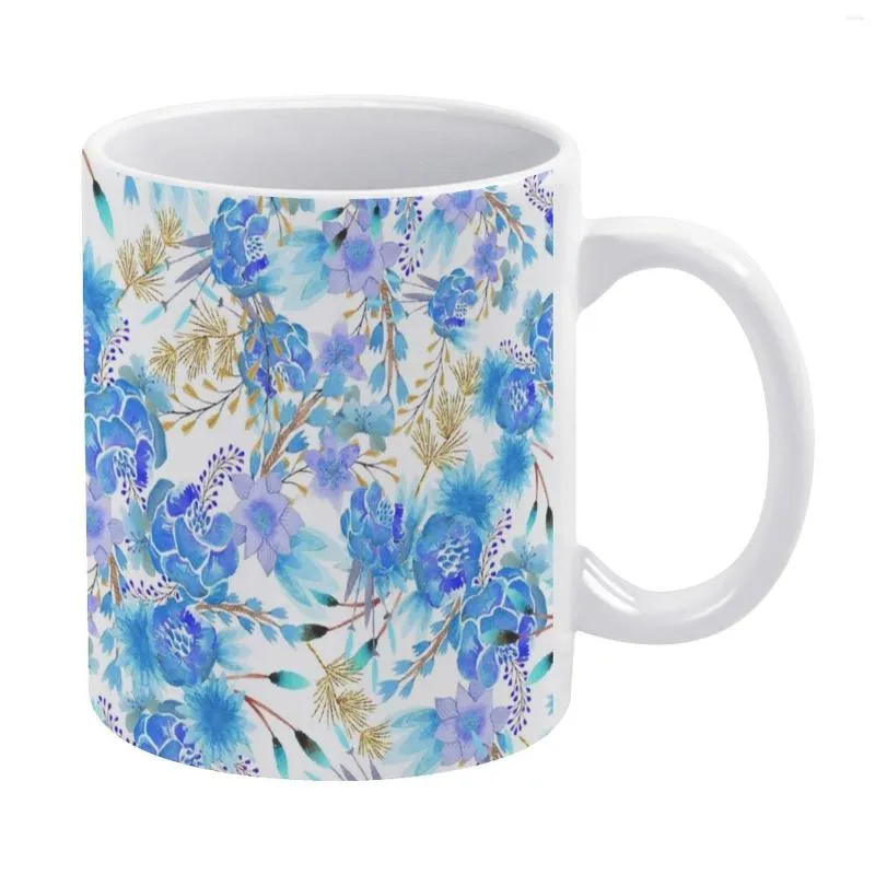 Muggar elegant guld lavendel blå mugg akvarell blommig tryck trendig keramisk kaffe kreativa coola koppar