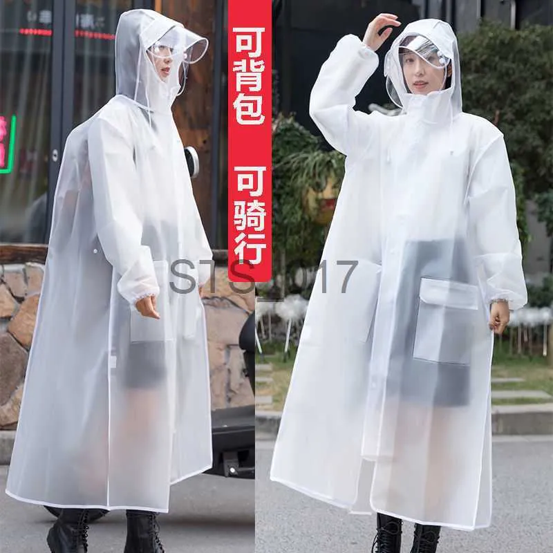 Regnrockar Dubbel Brim Rainrock Transparent Waterproof Lady Man Rain Coat Windproof Single-Person Rainwear Impermeable Environmental X0724