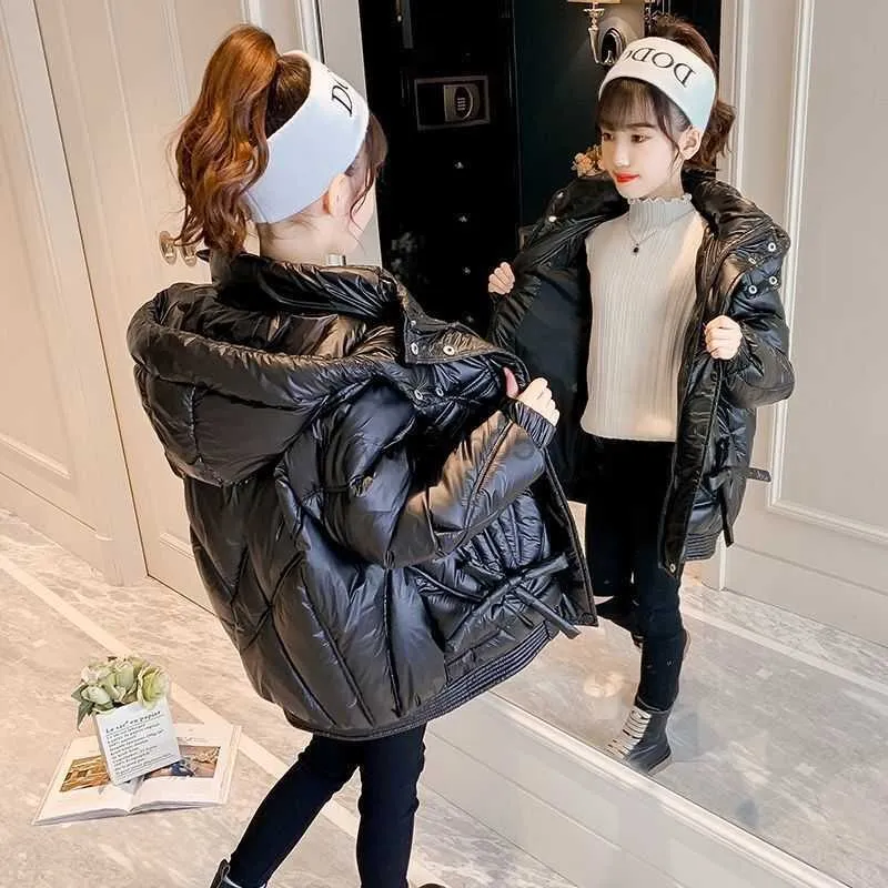 Piumino 2023 Autunno Inverno Giacca per ragazza con cappuccio Caldo per bambini Ragazza Capispalla invernale Cappotto 4-14 anni Bambini Adolescente Cotone Parka Outift HKD230725