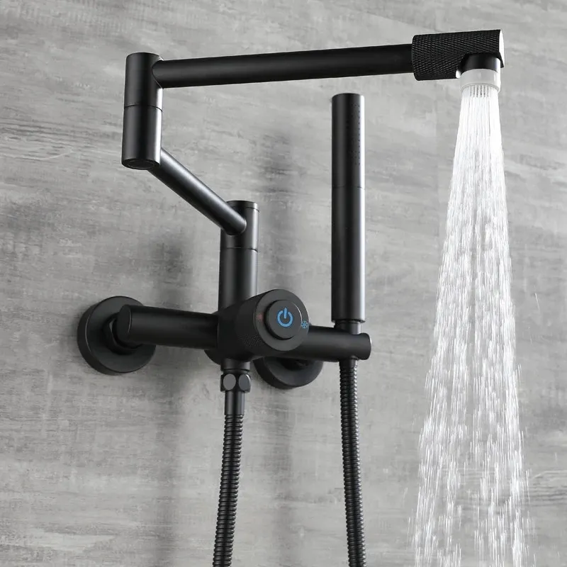 Ensemble de douche de baignoire fixé au mur en or brossé robinet de baignoire rotatif robinet de bidet salle de bain bain douche