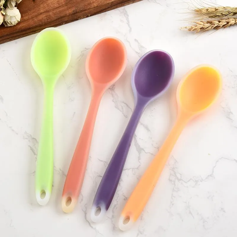 Colheres 8 Polegada Silicone Salada Sal Ferramentas Utensílios Pó Resistência a Alta Temperatura Utensílio de Cozinha Pequeno Para Cozinhar 4 Cores