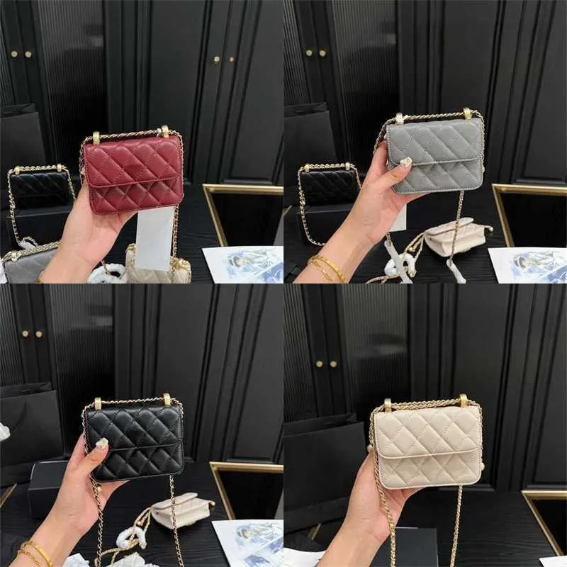 Luxurys kanal torbası tasarımcı çantaları çanta çift altın top mini kırmızı zarf çanta tote 2023 moda dokusu deri çok fonksiyonlu mini omuz crossbody çanta