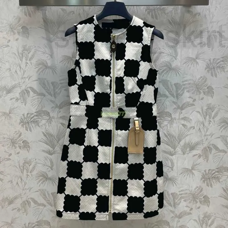 Robes de piste Designer 23 été femmes robe t-shirts avec bulle Damier filles Milan Jersey débardeur A-ligne sans manches Mini haut de gamme gilet FY1V