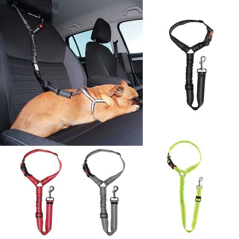 Antishock Zwei-in-eins Haustier Auto Sicherheitsgurt Leine Rücksitz Verstellbares Geschirr für Kätzchen Hunde Halsband Haustierzubehör L230620
