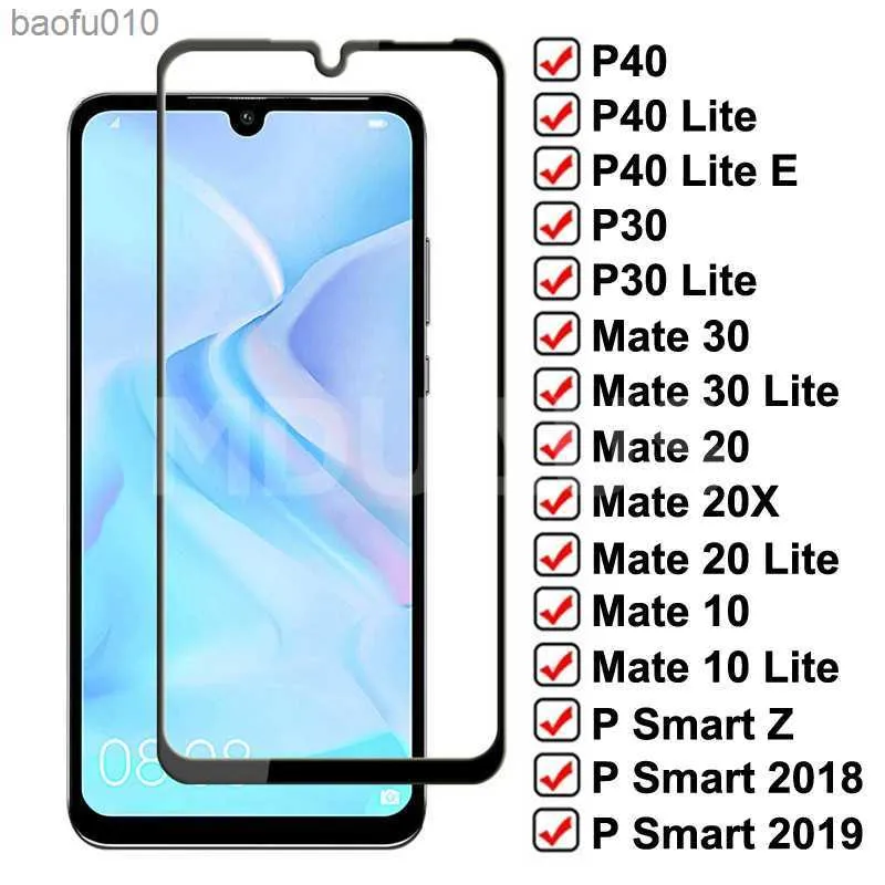 Vetro temperato 9D per Huawei P40 P30 Lite P Smart Z 2019 Vetro protettivo per schermo Huawei Mate 30 20 10 Lite 20X Vetro protettivo L230619