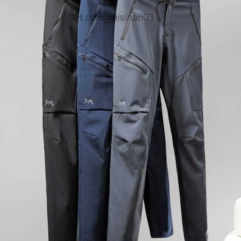 Calças masculinas Calças masculinas de design de arco de inverno calças macias de pelúcia para caminhadas ao ar livre à prova d'água tendência casual Z230727