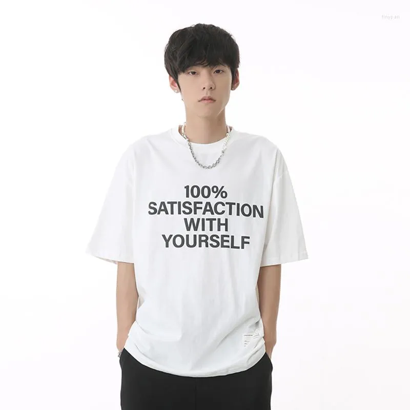 T-shirt da uomo SYUHGFA T-shirt con stampa di lettere Indossare T-shirt a maniche corte in stile coreano estivo T-shirt casual da uomo in puro cotone