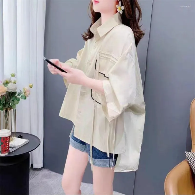 Women's Blouses Short Sleeve Blouse Shirt Clothing 2023 Summer Clothes Zevity Korean Setup Harajuku Fashion And Shirts Y2k Style