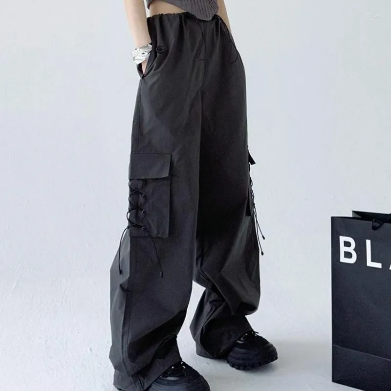 Streetwear Khaki Cargo Pants Women Korean Fashion Hippie Black Wide Leg  Trousers for Female Kpop Oversize Joggers 