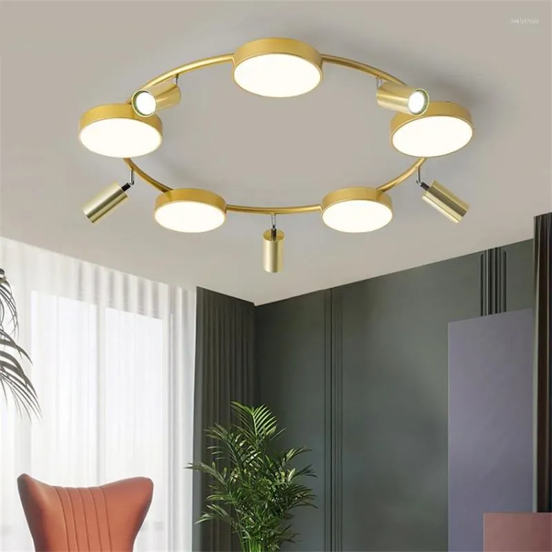 Plafondverlichting Modern Goud Rond Metaal Woonkamer Slaapkamer Amerikaanse Luxe Lampen Studie LED-armaturen