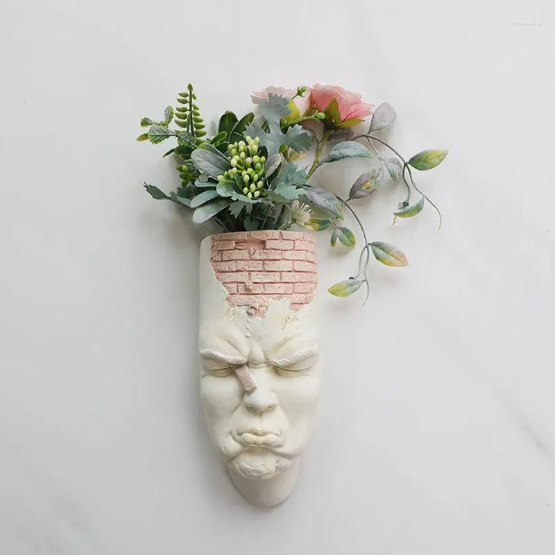 Vasi Nordic Wall Hanging Resina Halfling Head Vaso Cortile esterno Piante grasse Vasi bonsai Artigianato Decorazione giardino domestico Accessori