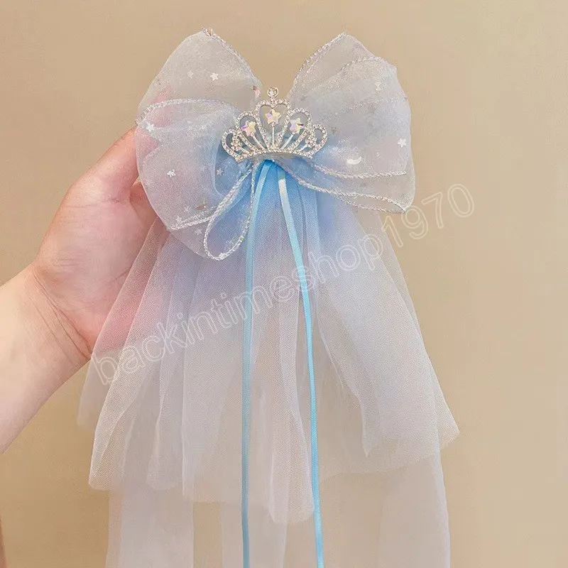 Mädchen Krone Schleife Haarspangen Kleine Prinzessin Stereo Licht Diamant Kopf Clip Geburtstag Foto Haarspange Kopfschmuck