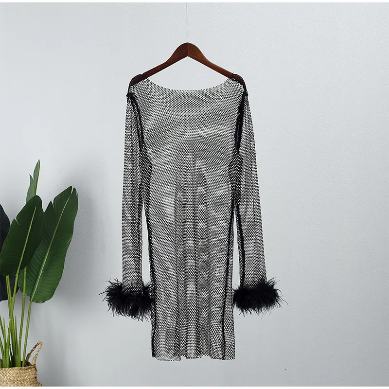 Womens Sequin Mini Dress With Feather Trimmed Long... From Kai01, $13.18 In  Bulk | DHgate.Com