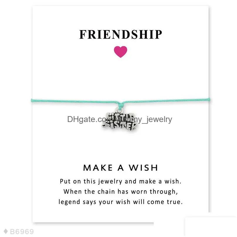 Braccialetti con ciondoli Uni Girls Dichiarazione di amicizia Fidanzamento Sier Big Sister Middle Little Sisters For Women Drop Delivery Jewelry Dhhaw