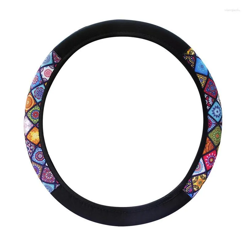 Steering Wheel Covers Anti Slip Elastic Auto Cover Car Fashion Color Print Automobile Interior Styling Accessories