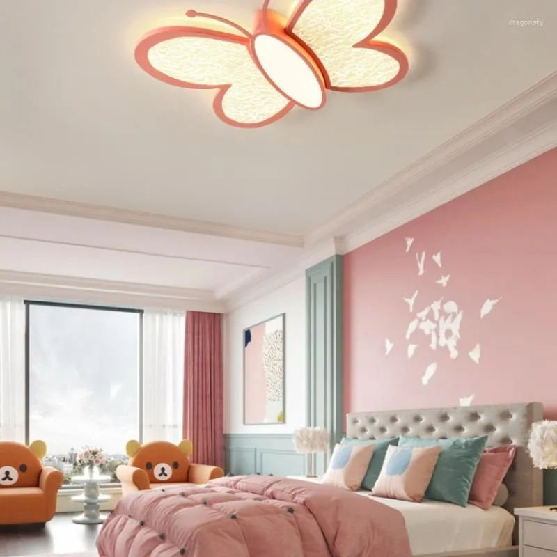 Ceiling Lights Butterfly Led Lamps For Children's Room Bedroom Study Girls Kids Baby Modern Pink Cartoon Chandelier Home Light Fixtures