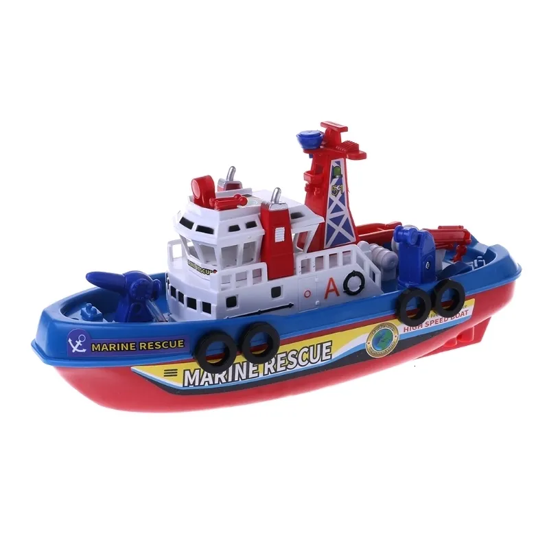 Łodzie elektryczne/RC Szybka prędkość Muzyka Electric Marine Rescue Fire Fighting Boat Toy dla dzieci 230724