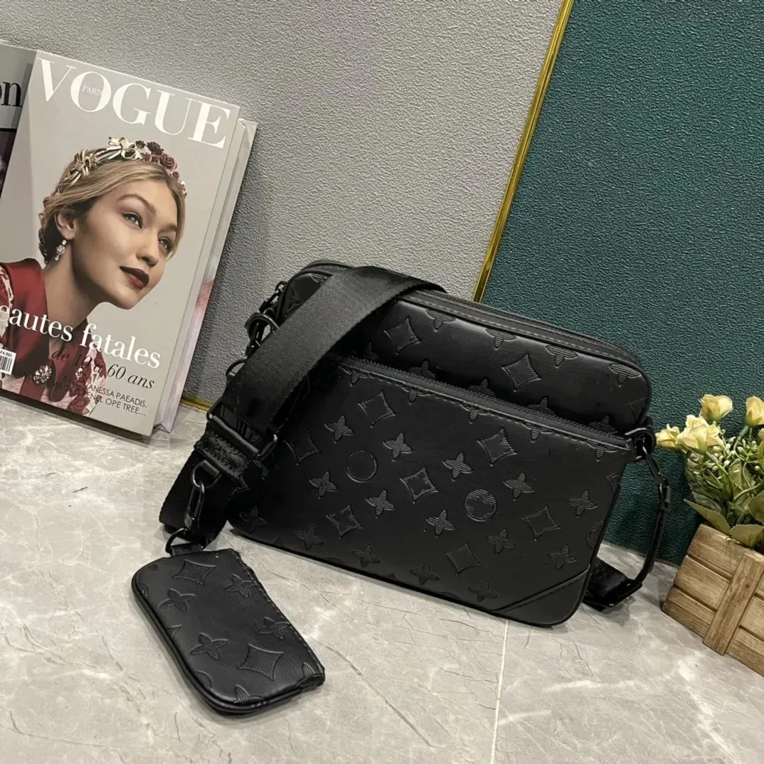 Luxury Damier Spray Embossed 3 In 1 Mens Black Cross Body Bag Messenger Bag With Shoulder Strap Handle Purse Wallet And Tote Set Of 3 From Designbags1018 50.74 DHgate.Com