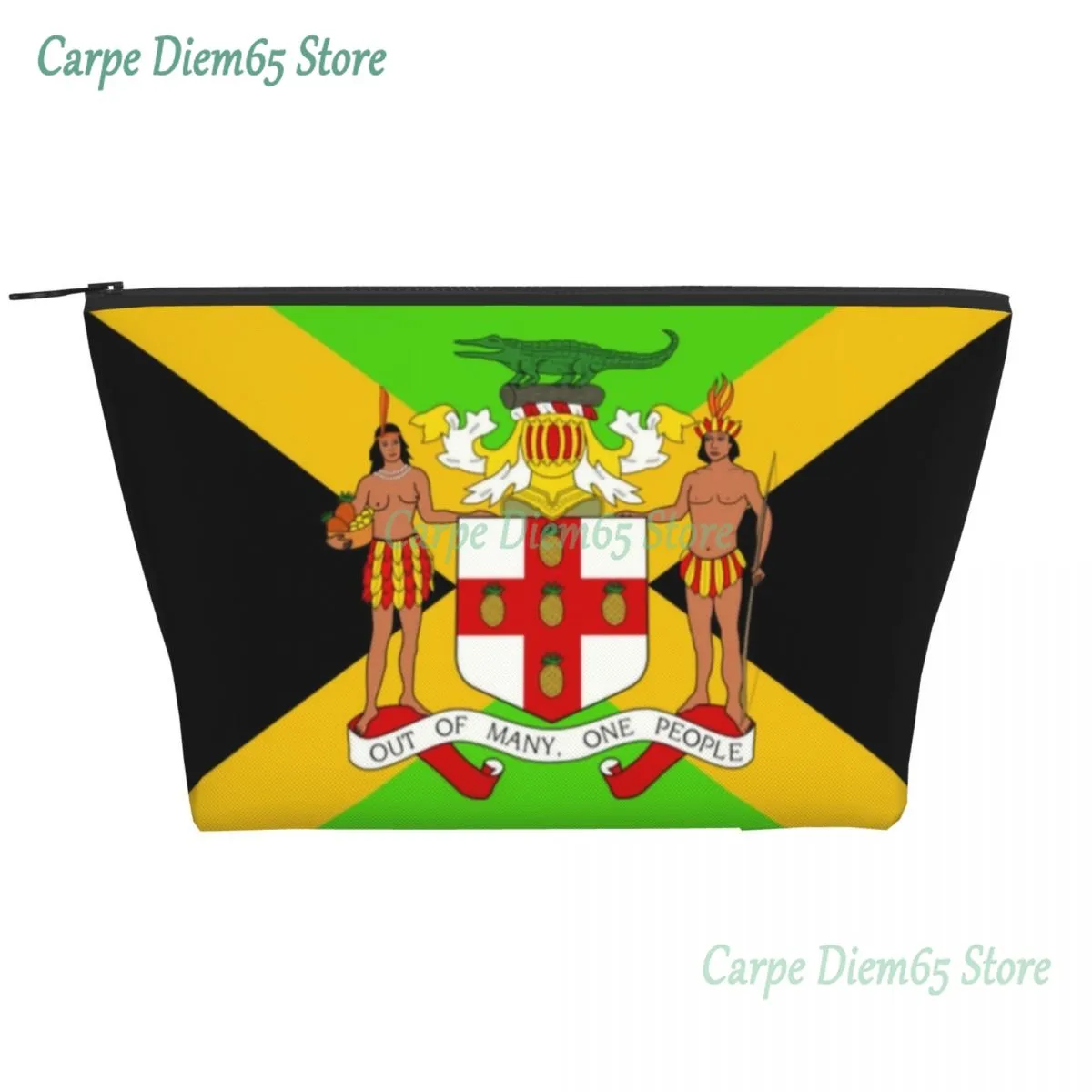 Jamaican Coat Of Arms Flag Cosmetic Bag Women Kawaii Big Capacity Jamaica Proud Makeup Case Beauty Storage Toiletry Bags