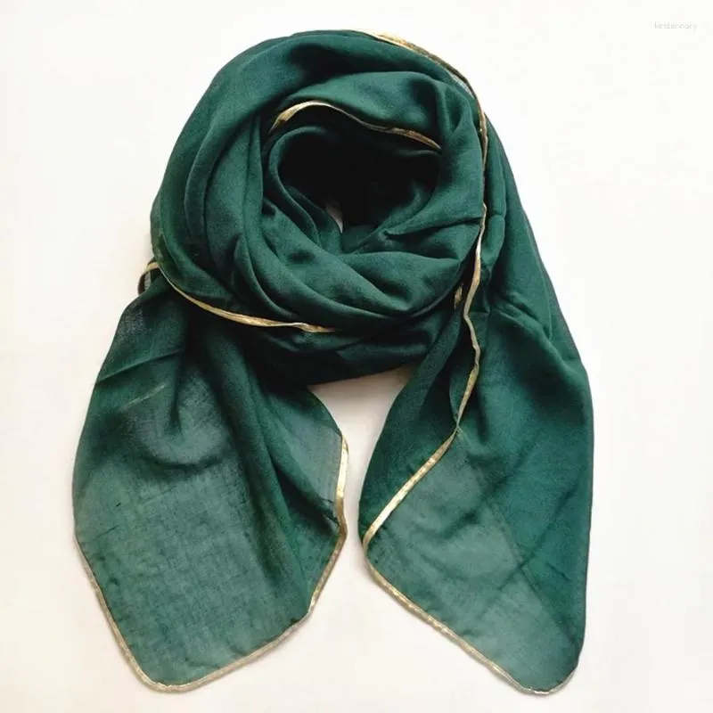 Scarves 1pcs Plain Colour Women's Scarf With Gold Edge Rectangular Solid Color Suitable For Daily Use