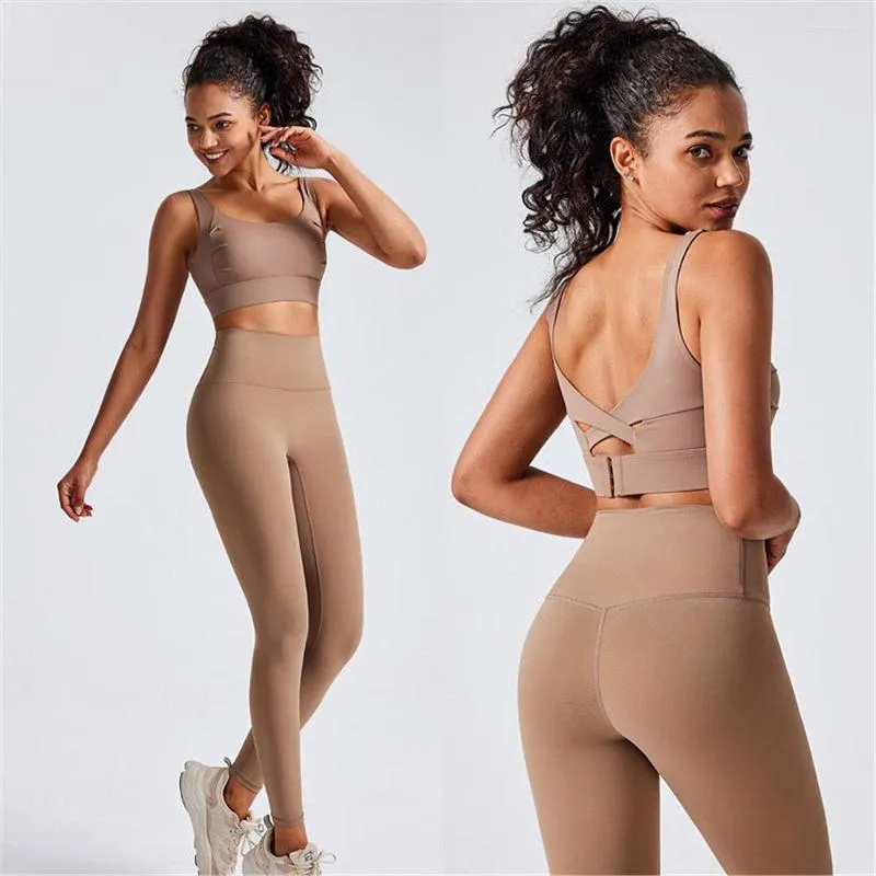 Active Sets 2023 Nude Women Cross Back Sport Bra Yoga Set Workout Athletic  Fitness Gym Pant Squat Proof Leggings Suit From 21,29 €