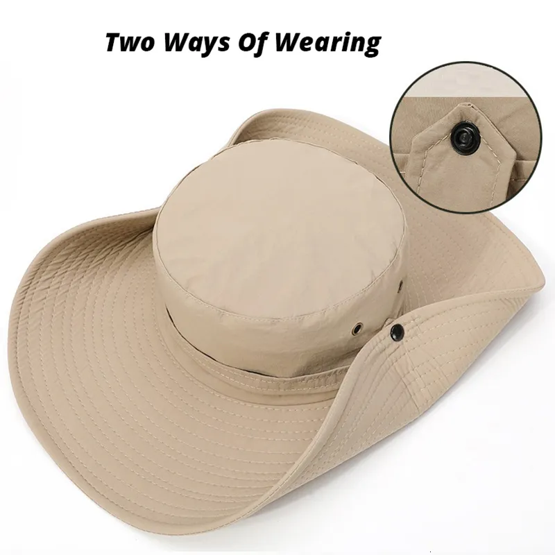 Mens Waterproof Wide Brim Khaki Bucket Hat With UV Protection For Summer  Outdoor Activities Long Boonie Cap For Hiking, Fishing, And Sun Protection  Style #230724 From You05, $15.09