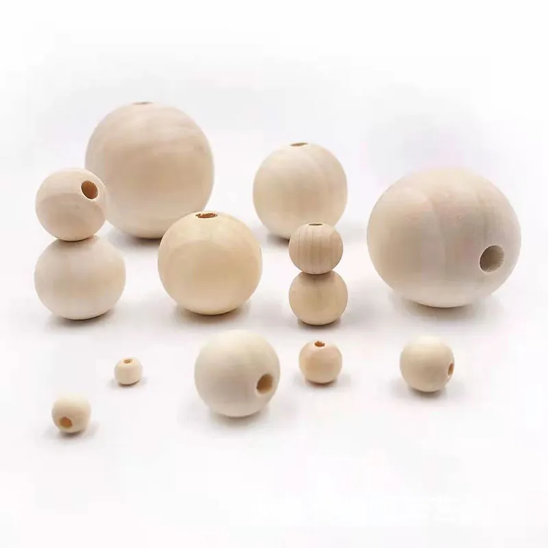 Wooden Bead,30 Pcs 18mm Brown Wood Beads,round Natural Wood Beads,large Hole DIY Craft Wood Beads,boho Wood Bead For Jewelry Making