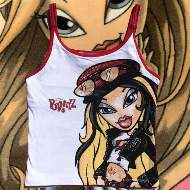 T-shirt BRATZ Y2k Kleding Dames Haruku Letter Streetwear Mouwloos Sexy Crop Vest Top Dameskleding Tankshirt Jaren 2000 Esthetische EMO 230724