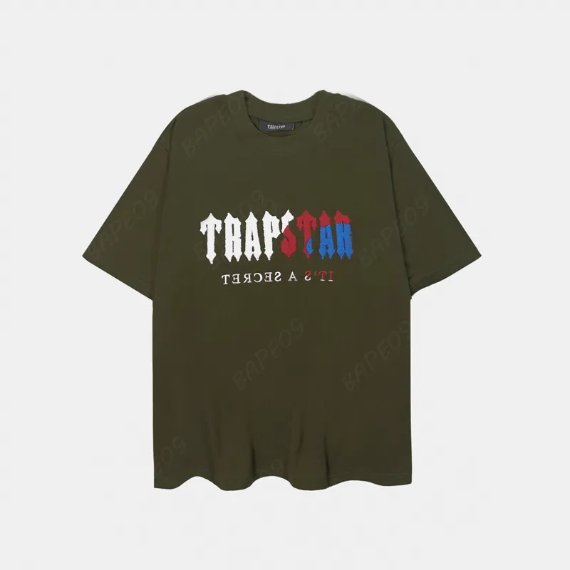 Trapstar T-shirty Men Designer Biała koszulka tęczowe ręcznik haft haftowe