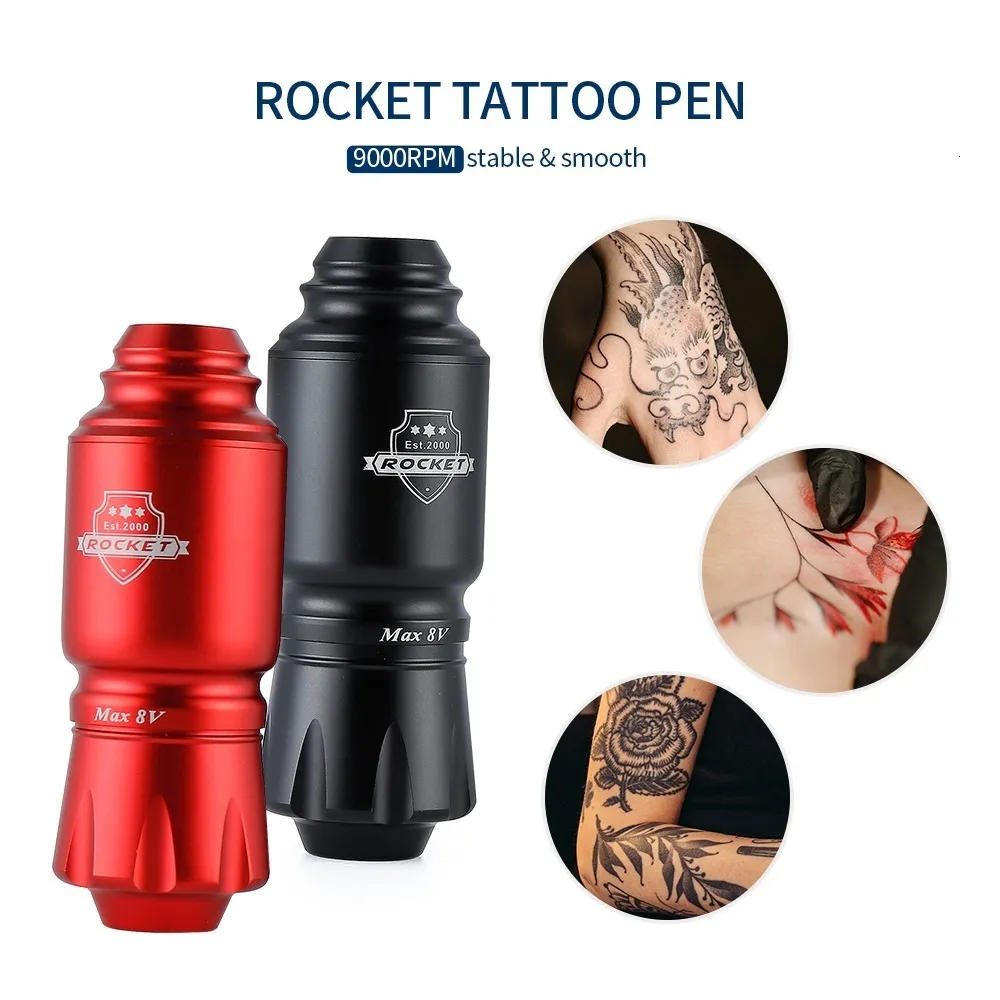 Machine à tatouer 9000RPM Mini Rocket Tattoo Pen Connecteur RCA Court Rotary Tattoo Pen Cartouche Machine Professional Body Tattoo Maquillage permanent 230725