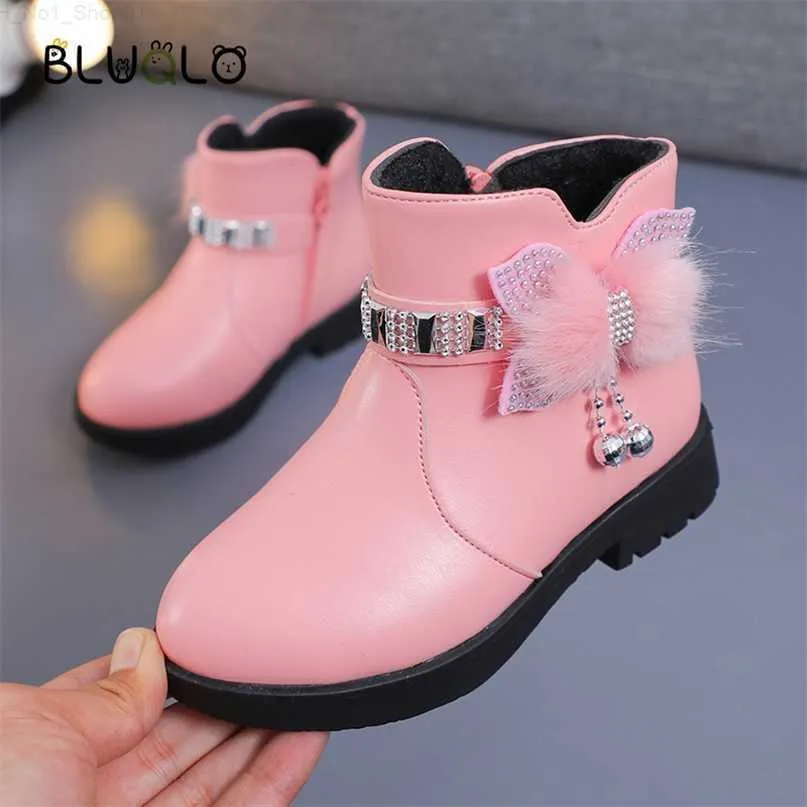 Botas de moda para niños, zapatos para niños, botas Martin de cuero PU para niñas, Otoño Invierno, niño pequeño, bebé, fondo suave, corto, 211102 Z230725