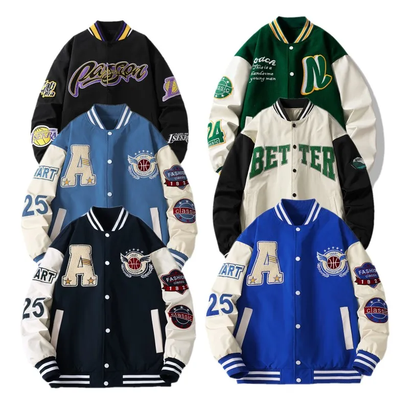 Män varsity jacka designer jacka windbreaker långärmad mens bokstäver jacka klädknappar med rand bombplan jackor baseball uniform plus size xxl xxxl