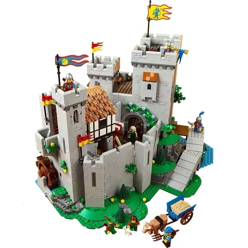 Actie speelgoedfiguren 10305 Lion King Knight Medieval Castle Model Building Block Set Toy Children's Christmas Gift 230720