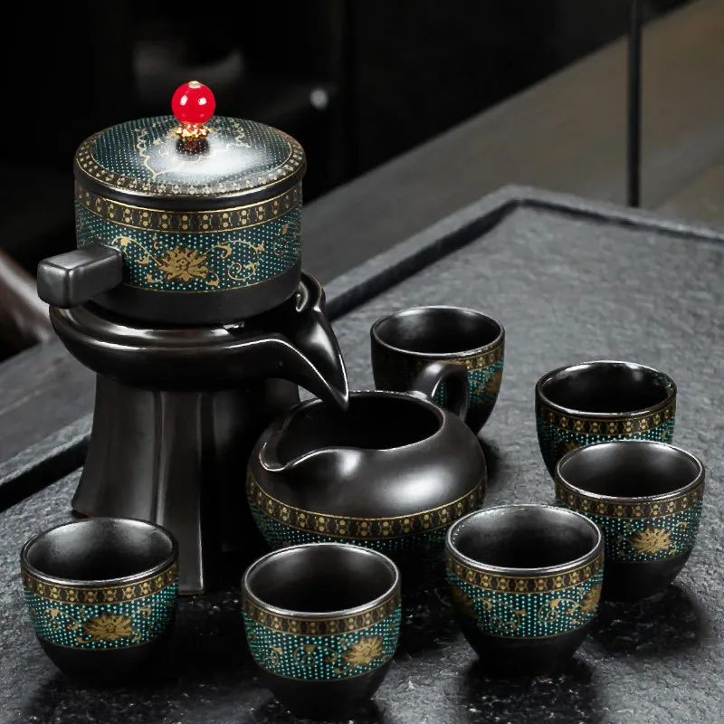 Revolving Tea Cup Set Tea Cups High Grade Stone Grinding Semi Automatic Set Creative Kung Fu ...