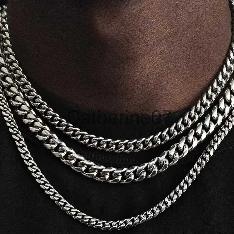 Hanger Kettingen Standaard Punk Roestvrij Staal 3 5 7mm Curb Cubaanse Kettingen Voor Mannen Vrouwen Zwart Goud Kleur Link Chain Chokers Stevige Metalen Sieraden J230725