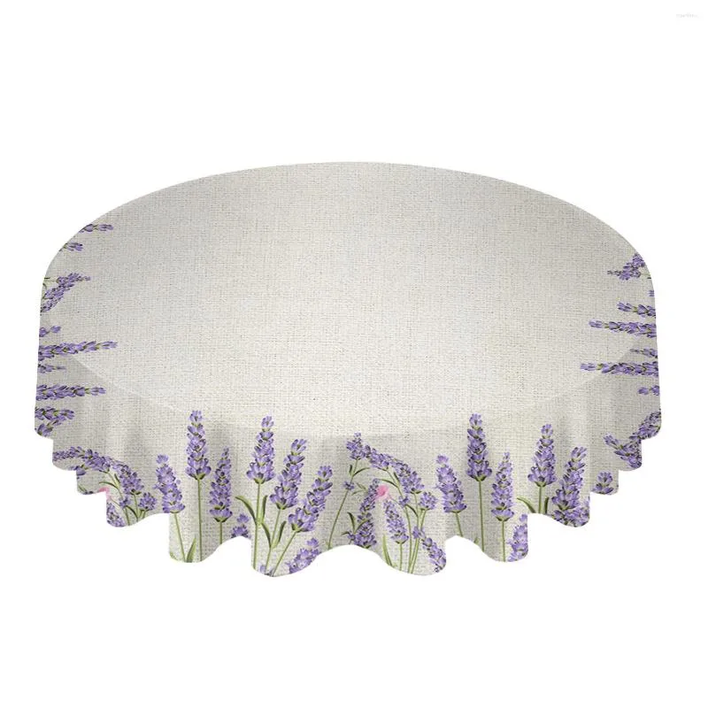 Table Cloth Lavender Color Imitation Espadrille Round Polyester Tablecloth Kitchen Decor Waterproof Catering Coffee Picnic Mat