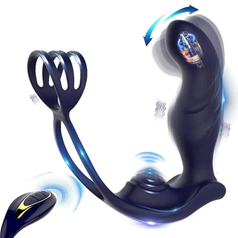 extreme anal plug insertion Blue Eagle Dual Penis Ring Prostate Anal Vibrator main image 1