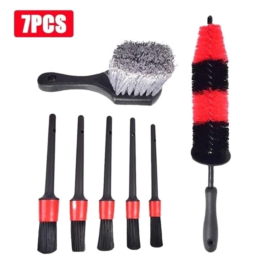 7pcs Detailing Soft Wheel Wash Kit Automobile Tire Brush Car Washing Cleaning Accessories 201214241I
