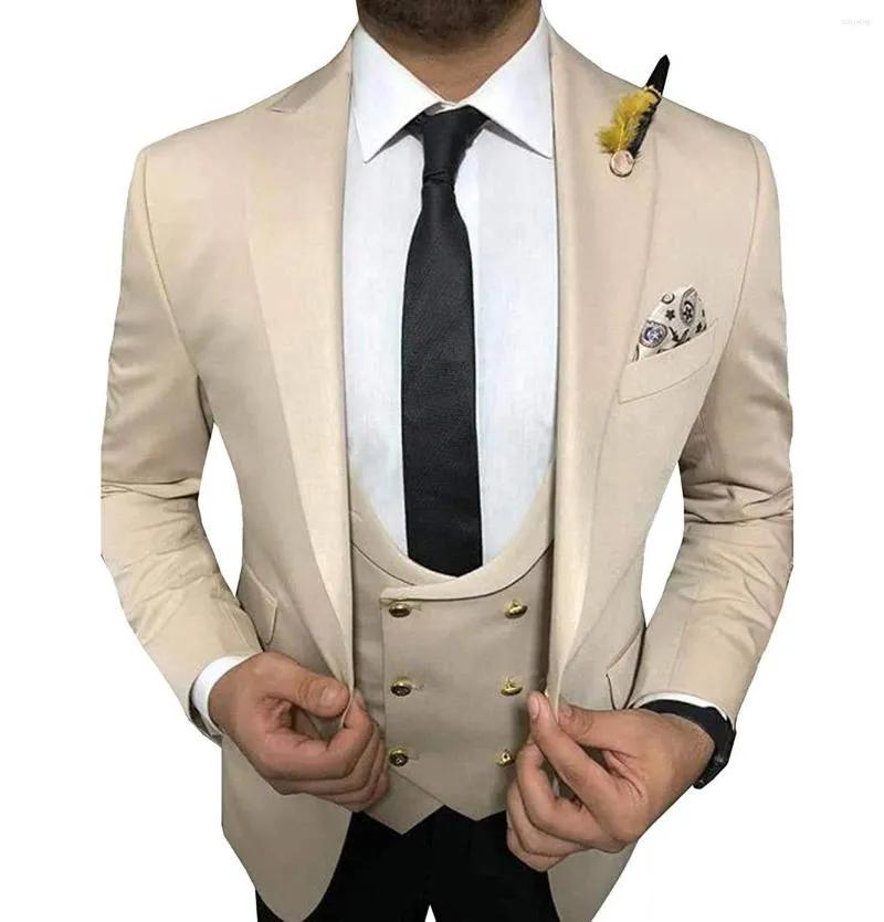 Costumes pour hommes simple boutonnage hommes Slim Fit smoking 3 pièces marié de mariage (veste gilet pantalon) formel italien mode Costume personnalisé