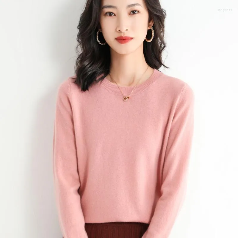 Women's Sweaters Spring And Autumn Crewneck Sweater Loose Pullover Solid Color Long Sleeve Inside Match