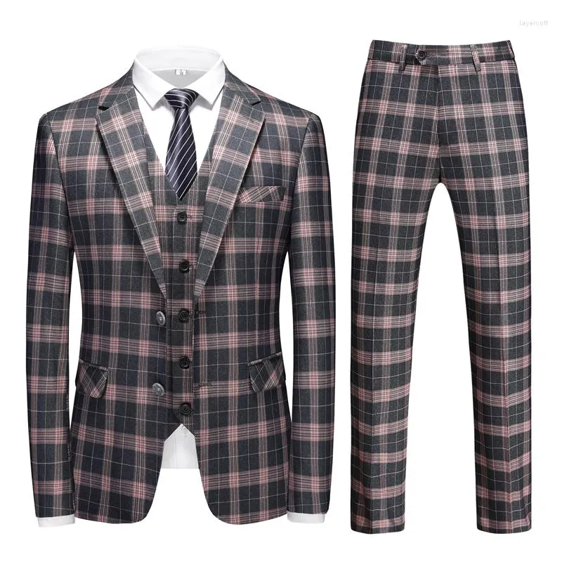 Herrdräkter 2023 (blazer västbyxor) mode casual affär koreansk version av gentleman brittisk stil smal klänning 3-del set