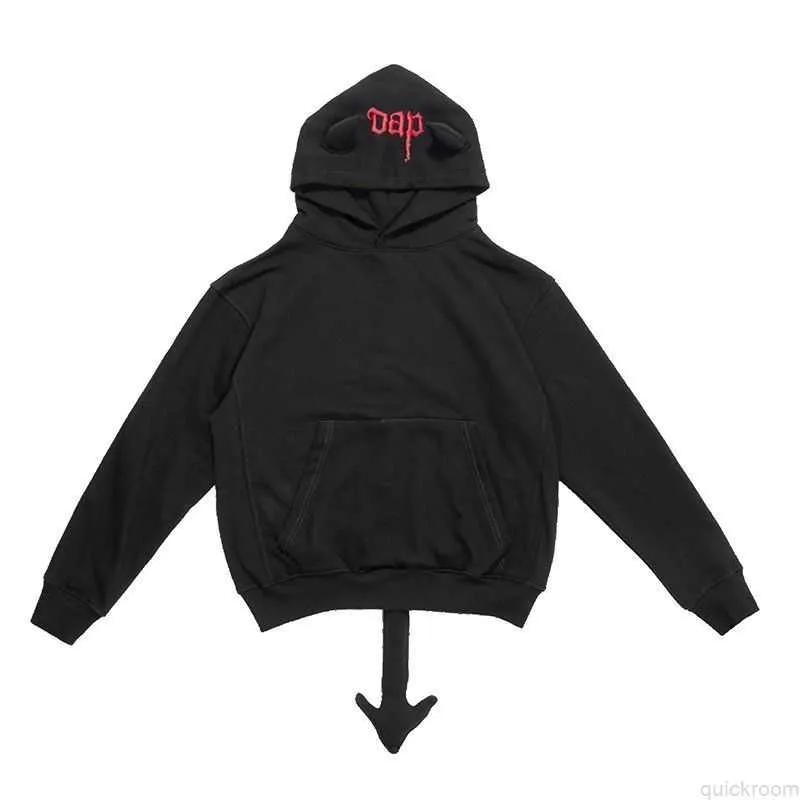 Designer Fashion Clothing Mens Sweatshirts Hoodies Trippie Redd Demons at Play Black Hoodie Oxhorn Tail Spoof Sweater