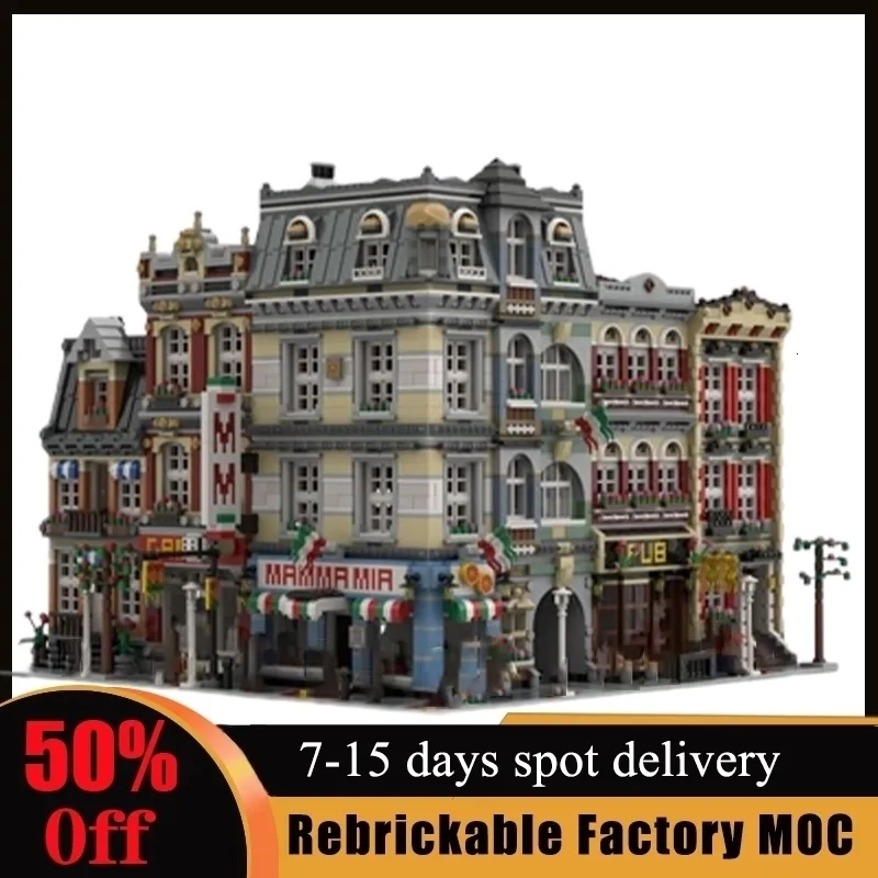 Action Toy Figures 9717pcs Street View City Modular Building Blocks Little Italy Collection Series Bricks DIY Birthday Children Xmas Toys Gifts 230724