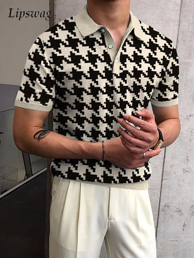 Мужские половые винтажные гондоты для печати Polo Polo Men Men Summer с коротким рукавом повседневной пуловер