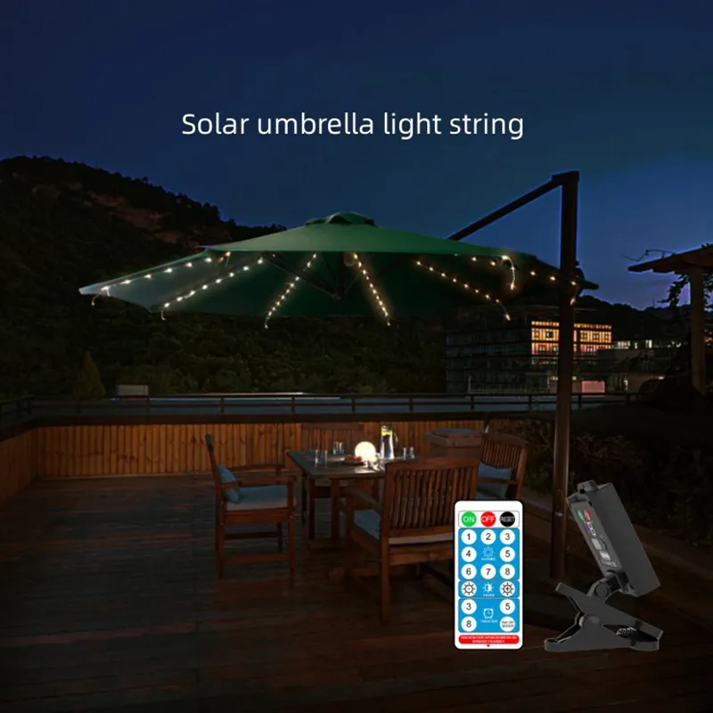 Solar Patio Umbrella Lights Outdoor with 8 Modes 3V Solar Panel Clip 104 Led Outdoor Waterproof Umbrella Solar Lights for Beach Deck Garden Camping Tents